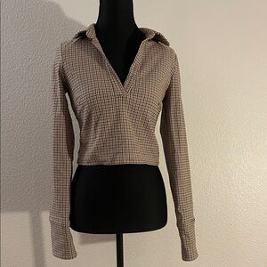 Zara Brown Plaid Button Down Shirt